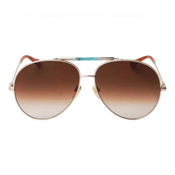 CHLOE CH0113S Aviator Gold Sunglasses with Turquoise Stone NWOT - Picture 1 of 8